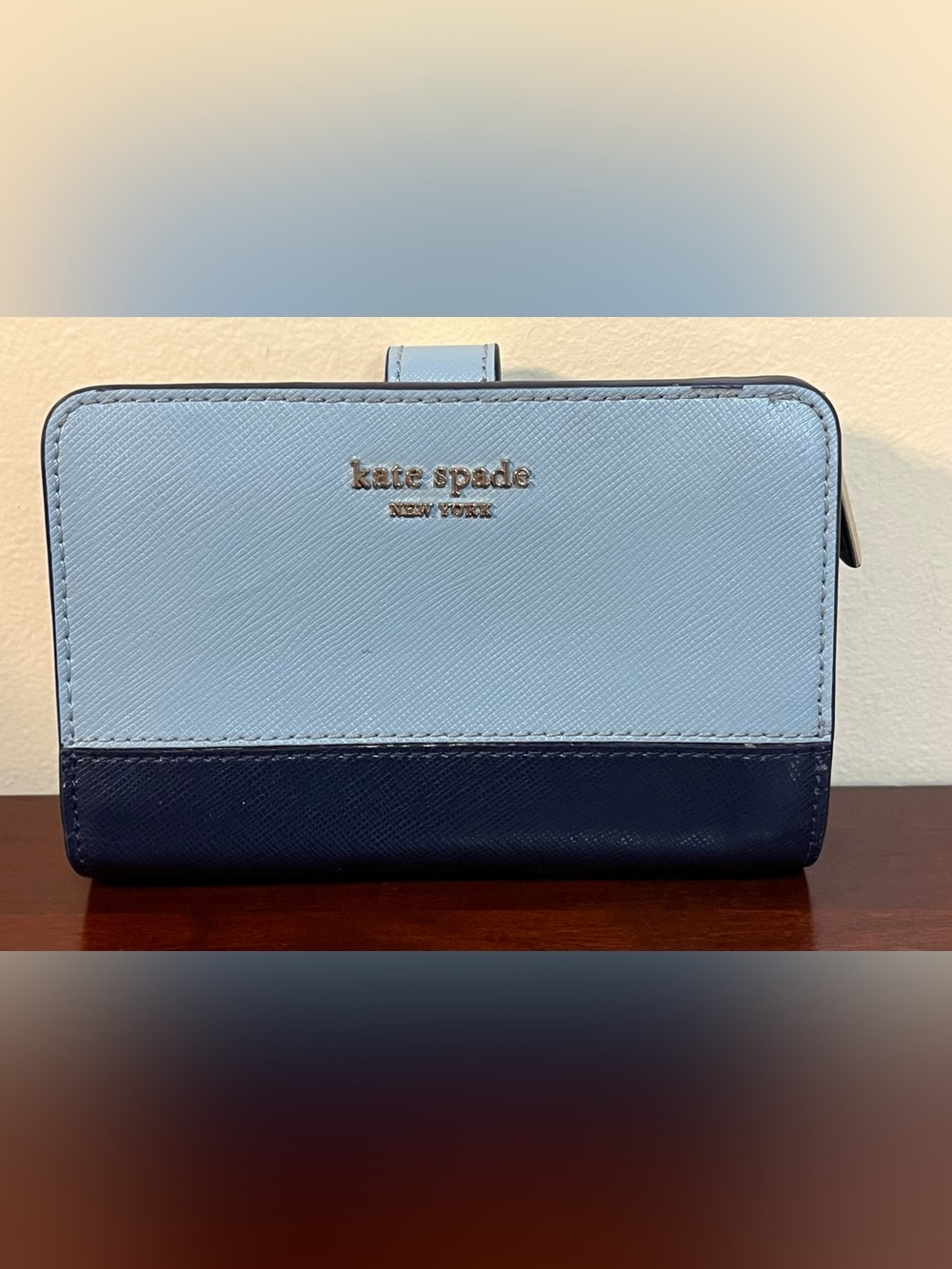 kate spade Two-Tone Mint and Navy Saffiano Wallet